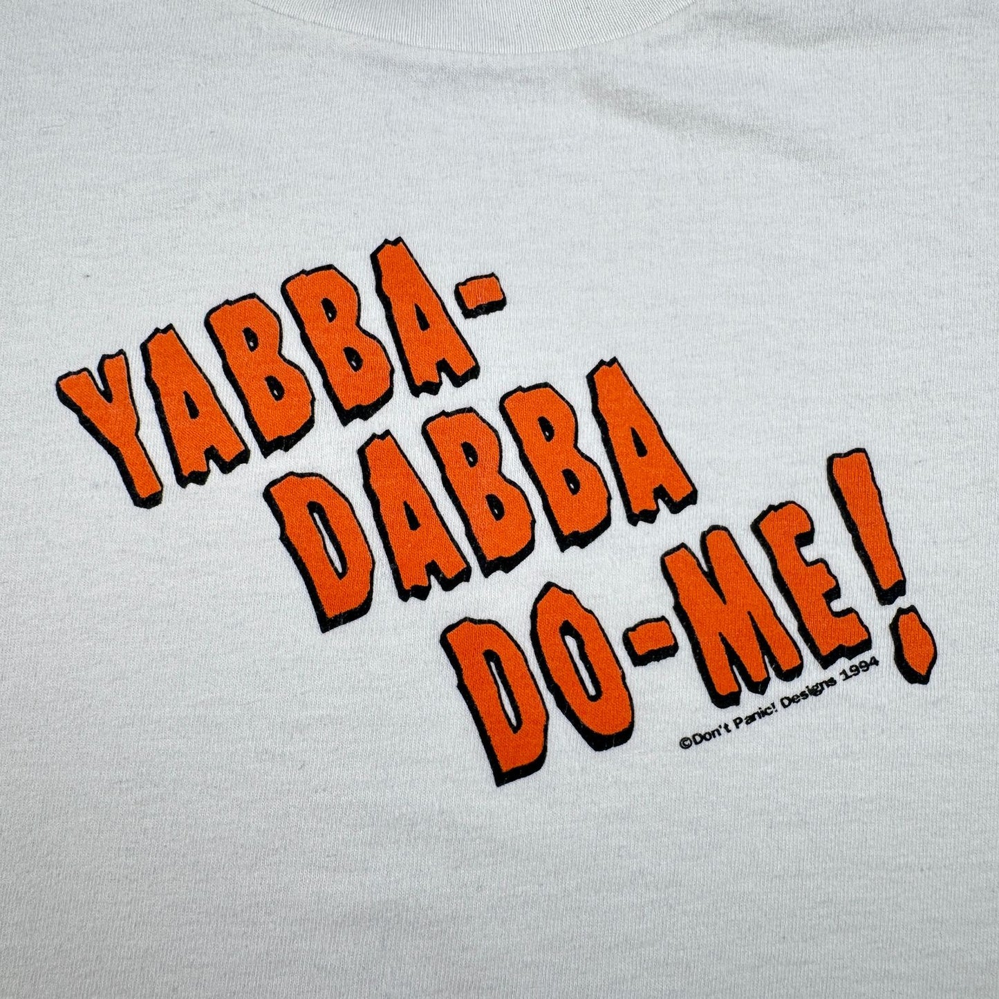 90s Dont panic ドントパニック オールドスケート Tシャツ ポップアート USA製 L 原始家族 パロディ シングルステッチ 1994 2603-0020