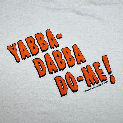 90s Dont panic ドントパニック オールドスケート Tシャツ ポップアート USA製 L 原始家族 パロディ シングルステッチ 1994 2603-0020