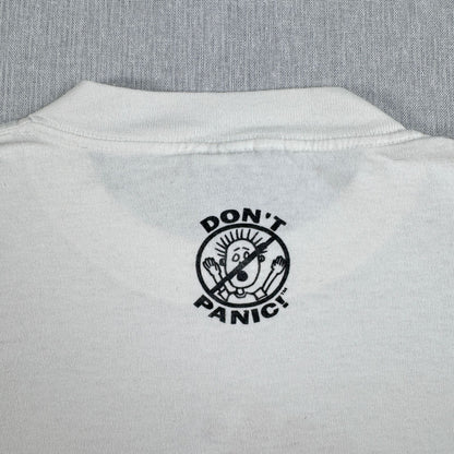90s Dont panic ドントパニック オールドスケート Tシャツ ポップアート USA製 L 原始家族 パロディ シングルステッチ 1994 2603-0020