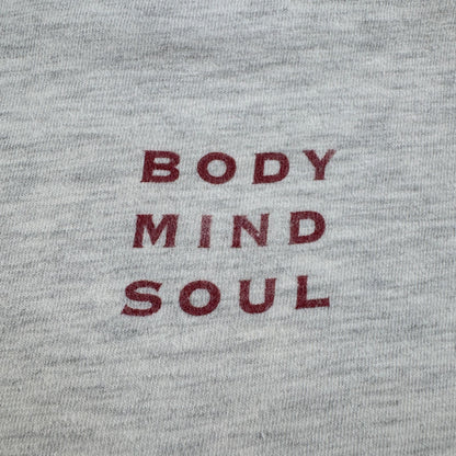 90s USA製 太陽 薔薇 アートT Tシャツ グレー Hanes L BODY MIND SOUL 十字架 ガンズ シングルステッチ 2603-0021