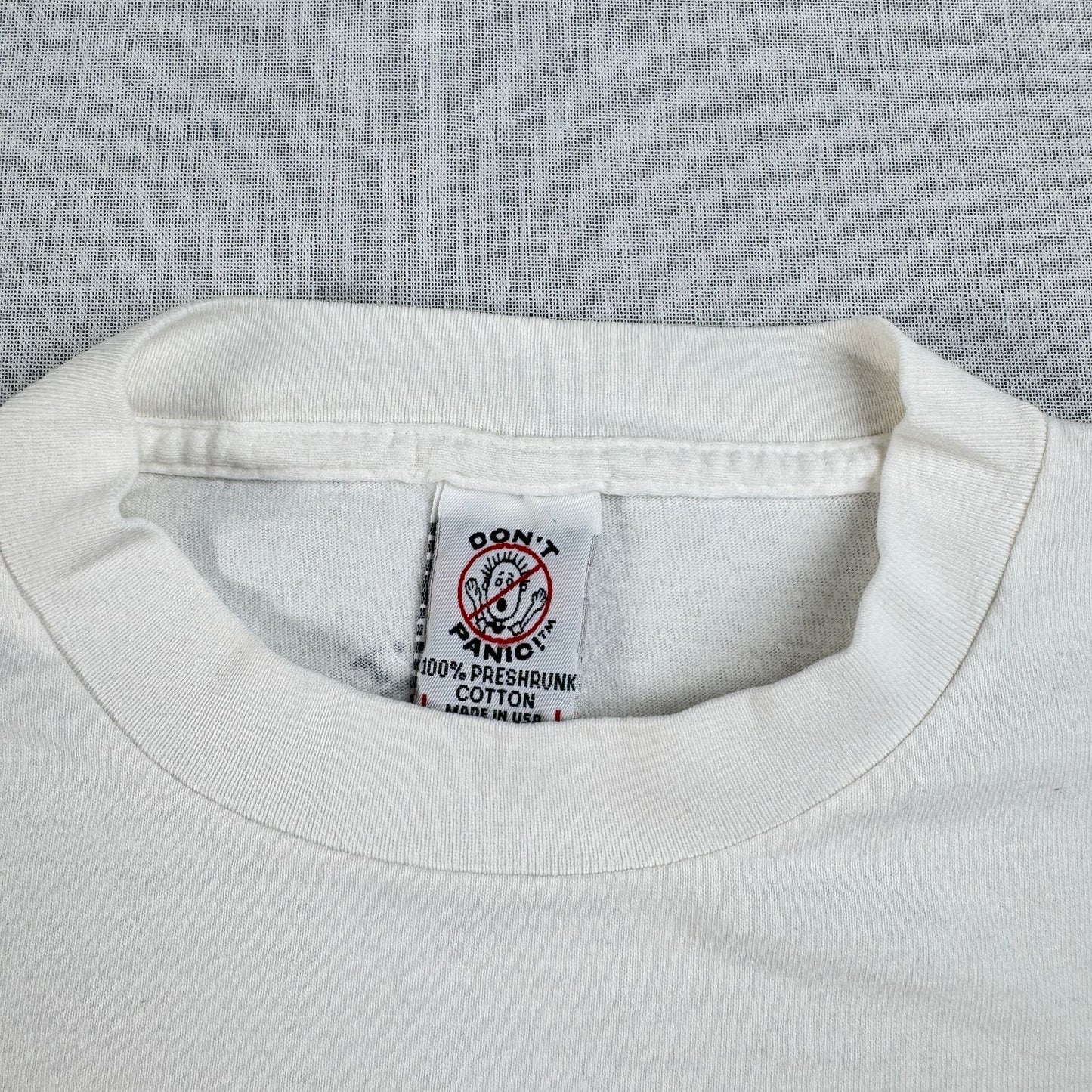 90s Dont panic ドントパニック オールドスケート Tシャツ ポップアート USA製 L 原始家族 パロディ シングルステッチ 1994 2603-0020