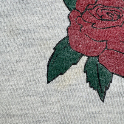 90s USA製 太陽 薔薇 アートT Tシャツ グレー Hanes L BODY MIND SOUL 十字架 ガンズ シングルステッチ 2603-0021