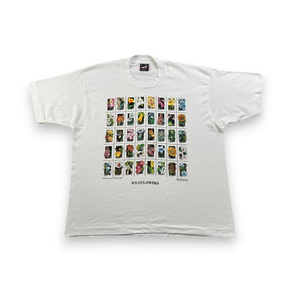 90s USA製 Tシャツ USPS 花 切手 アートT 白 郵便切手T XL シングルステッチ 2603-0023