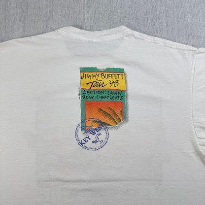 90s USA製 jimmy buffet バンT Tシャツ ツアーT オウム Tシャツ 白 XL ジミーバフェット 1998 シングルステッチ 2603-0022