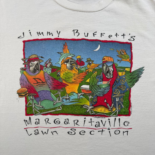 90s USA製 jimmy buffet バンT Tシャツ ツアーT オウム Tシャツ 白 XL ジミーバフェット 1998 シングルステッチ 2603-0022