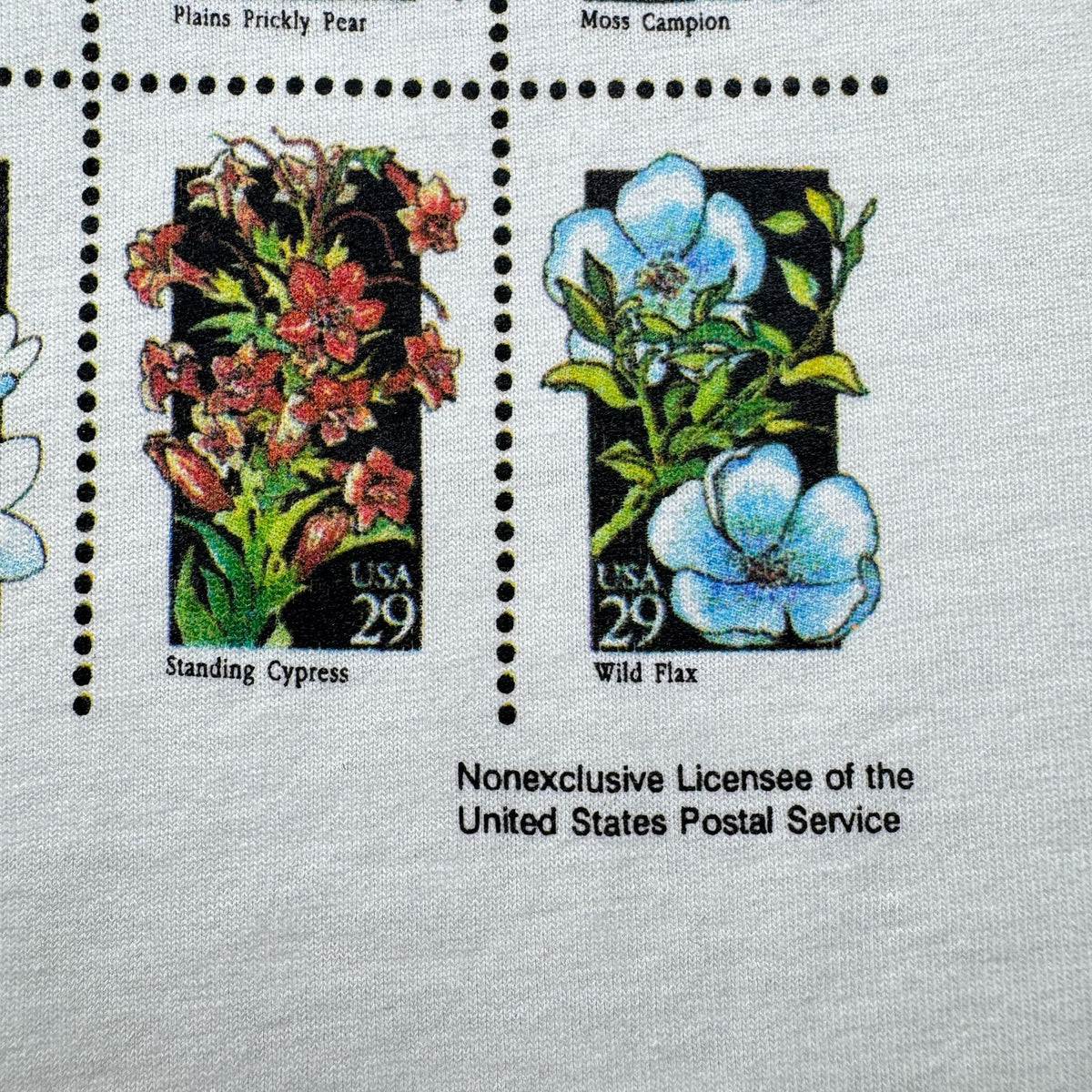 90s USA製 Tシャツ USPS 花 切手 アートT 白 郵便切手T XL シングルステッチ 2603-0023
