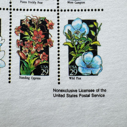 90s USA製 Tシャツ USPS 花 切手 アートT 白 郵便切手T XL シングルステッチ 2603-0023