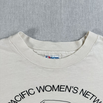 90s USA製 アートT 浮世絵 波乗り Hanes M シングルステッチ ベージュ 2603-0024