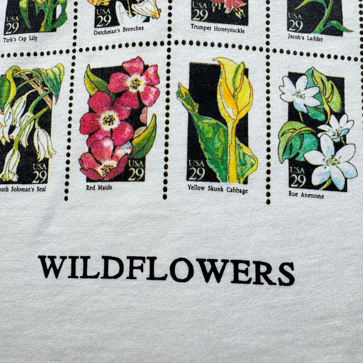 90s USA製 Tシャツ USPS 花 切手 アートT 白 郵便切手T XL シングルステッチ 2603-0023