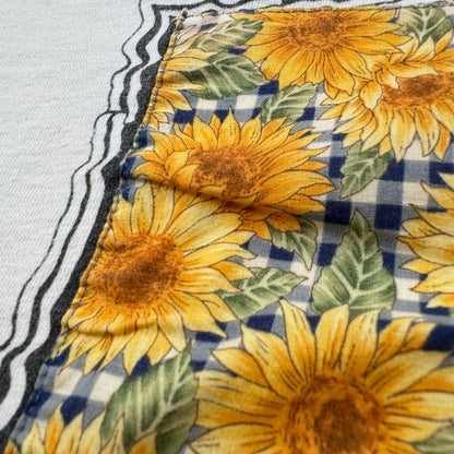 90s ひまわり 向日葵 アートT Tシャツ 白 ONEITA L 花 シングルステッチ 額縁 2603-0026