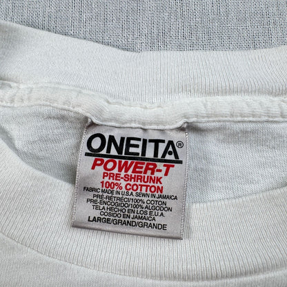 90s ひまわり 向日葵 アートT Tシャツ 白 ONEITA L 花 シングルステッチ 額縁 2603-0026