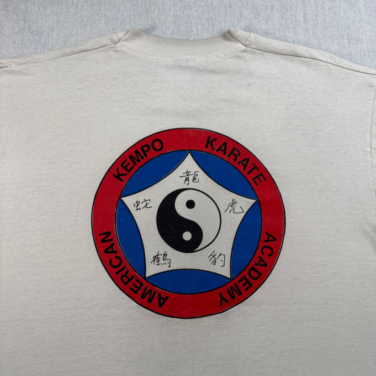 90s 空手 USA製 Tシャツ 陰陽 太極図 XL 空手教室 シングルステッチ 2603-0027