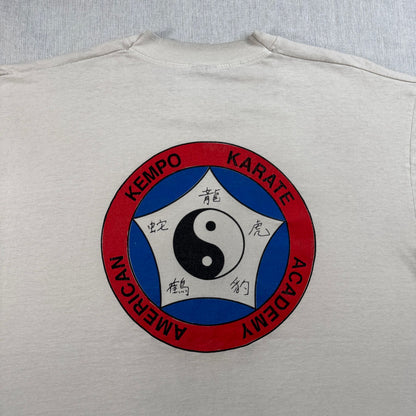 90s 空手 USA製 Tシャツ 陰陽 太極図 XL 空手教室 シングルステッチ 2603-0027