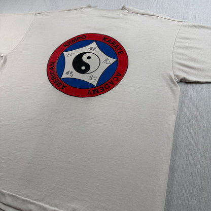 90s 空手 USA製 Tシャツ 陰陽 太極図 XL 空手教室 シングルステッチ 2603-0027