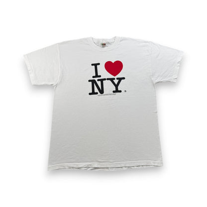 90s アイラブニューヨーク i love ny Tシャツ 白 アートT XL 1998 フルーツオブザルーム 2603-0028