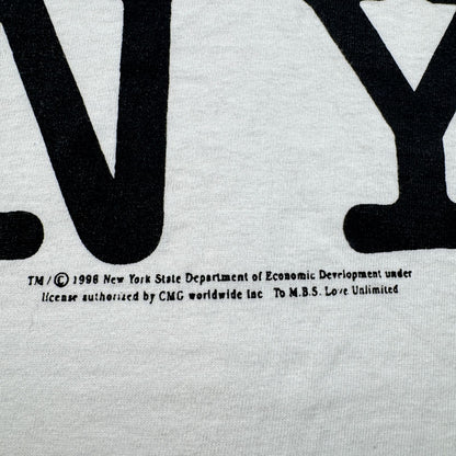90s アイラブニューヨーク i love ny Tシャツ 白 アートT XL 1998 フルーツオブザルーム 2603-0028