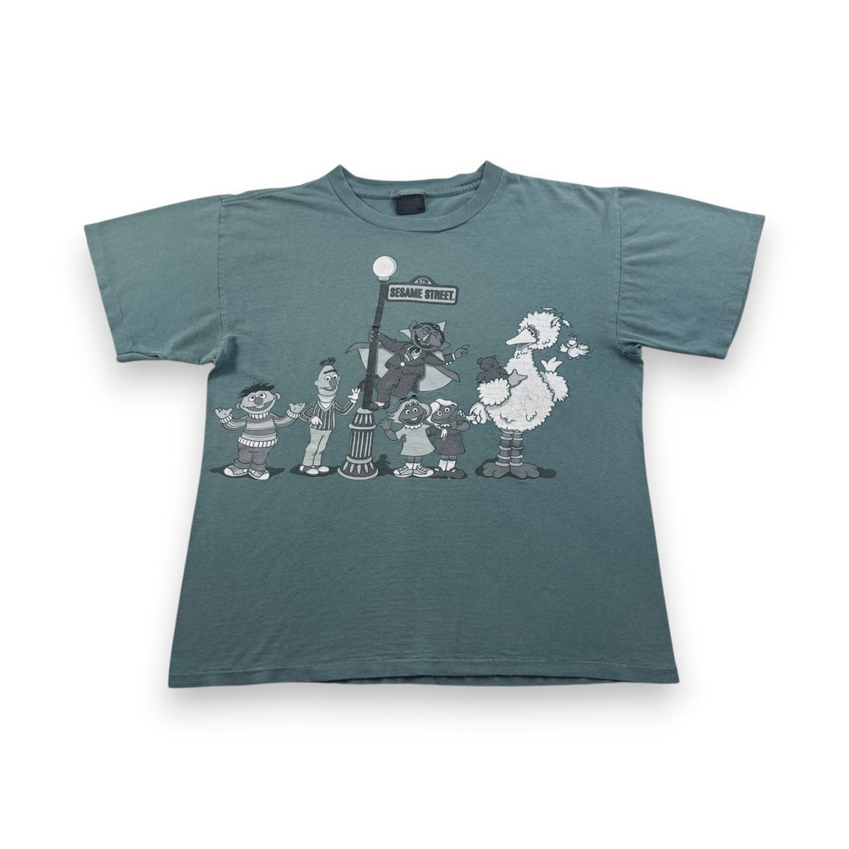 90s USA製 セサミストリート SESAME STREET Tシャツ カーミット ダークグリーン L changes 2603-0033