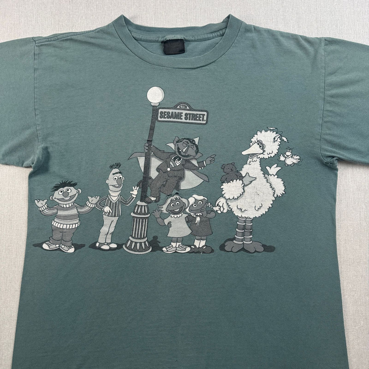 90s USA製 セサミストリート SESAME STREET Tシャツ カーミット ダークグリーン L changes 2603-0033