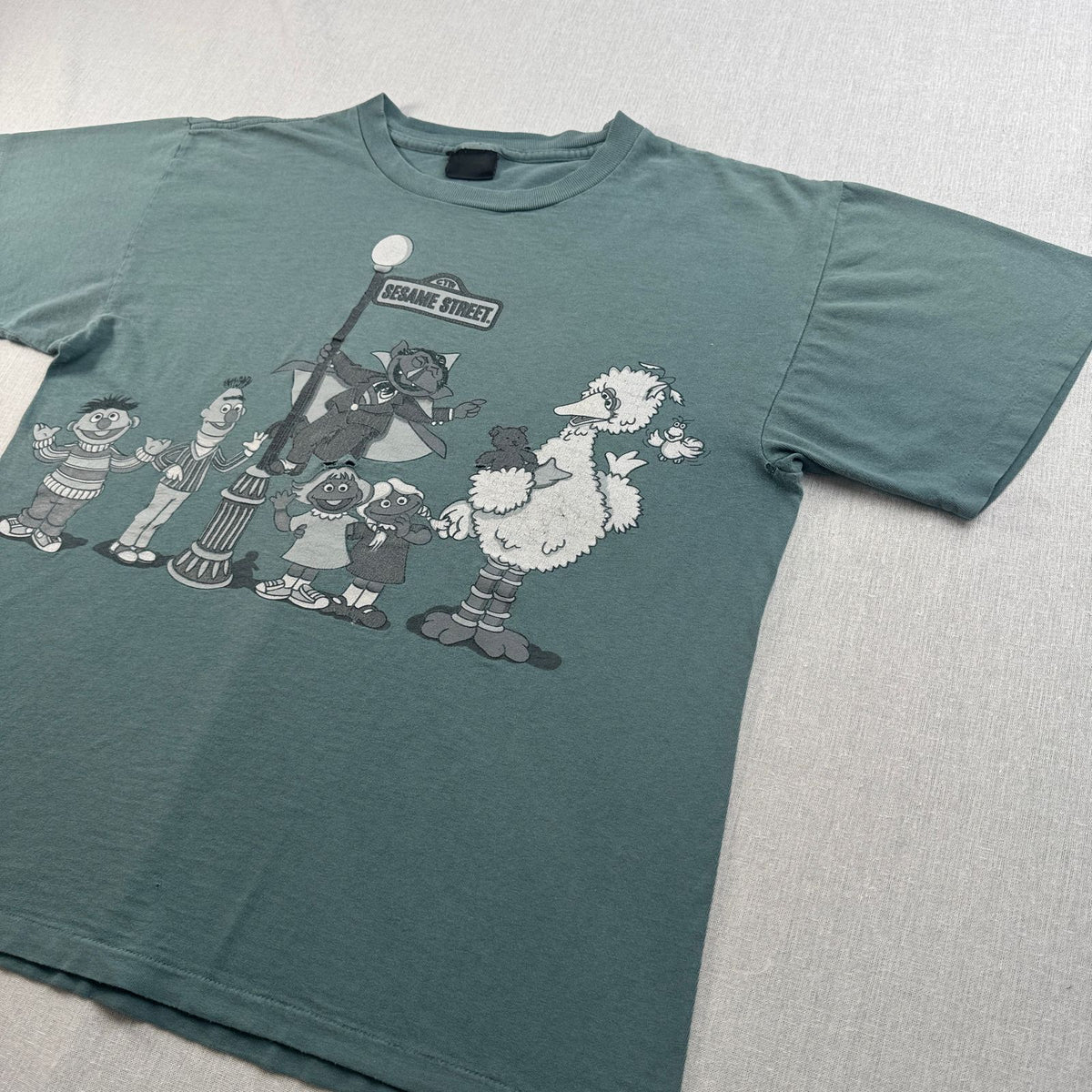 90s USA製 セサミストリート SESAME STREET Tシャツ カーミット ダークグリーン L changes 2603-0033