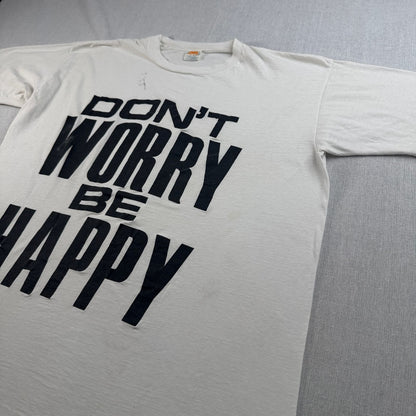 90s USA製 dont worry be happy Tシャツ メッセージT XL シングルステッチ 2603-0036