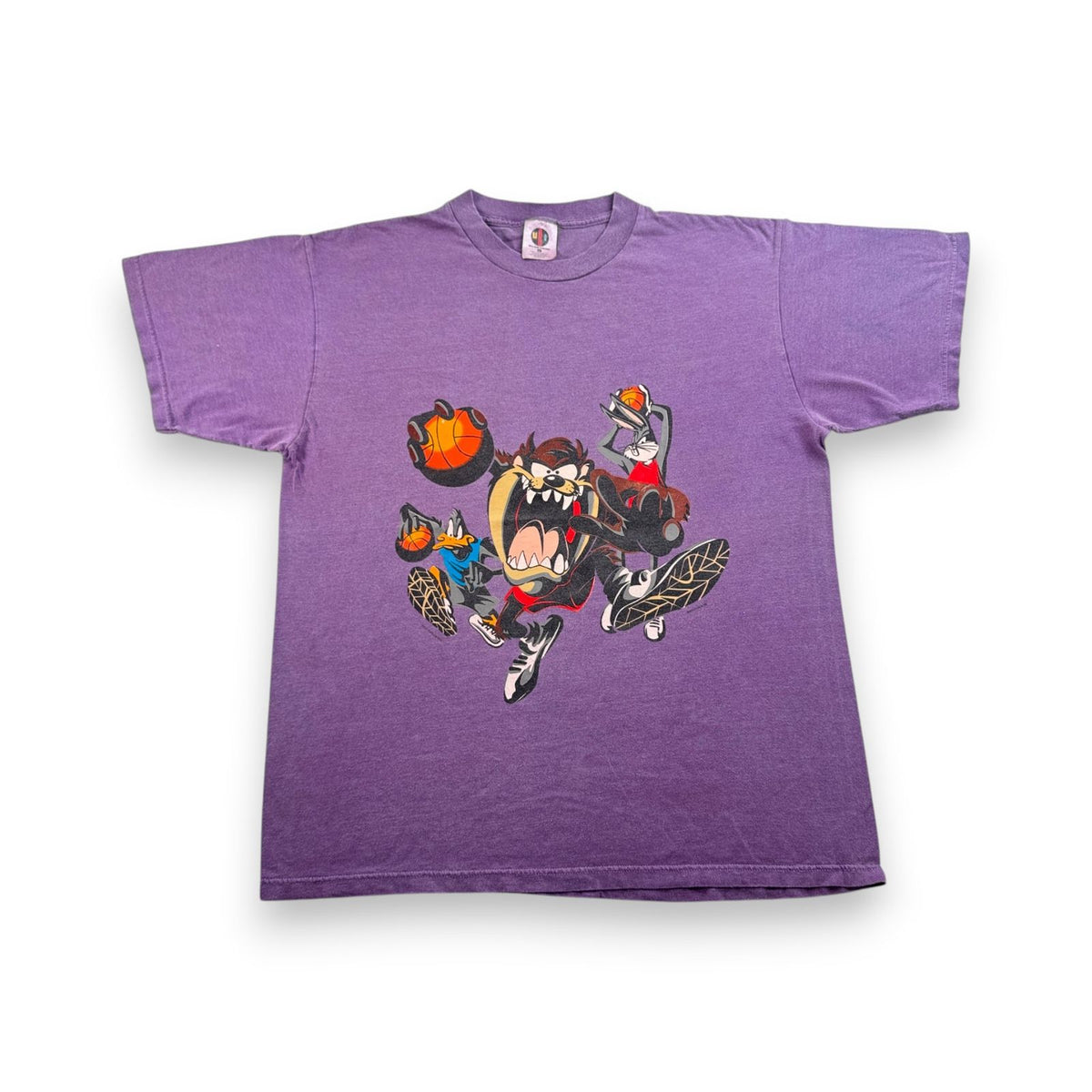 90s Looney Tunes ルーニーテューンズ タズマニアンデビル バスケ パープル 両面 Tシャツ USA製 XL キャラクター 2603-0040