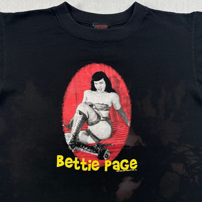 90s 00s bettie page ベティーペイジ fashion victim Tシャツ ピンナップ モデル M 黒 セクシー 映画 シングルステッチ 2000 2603-0038