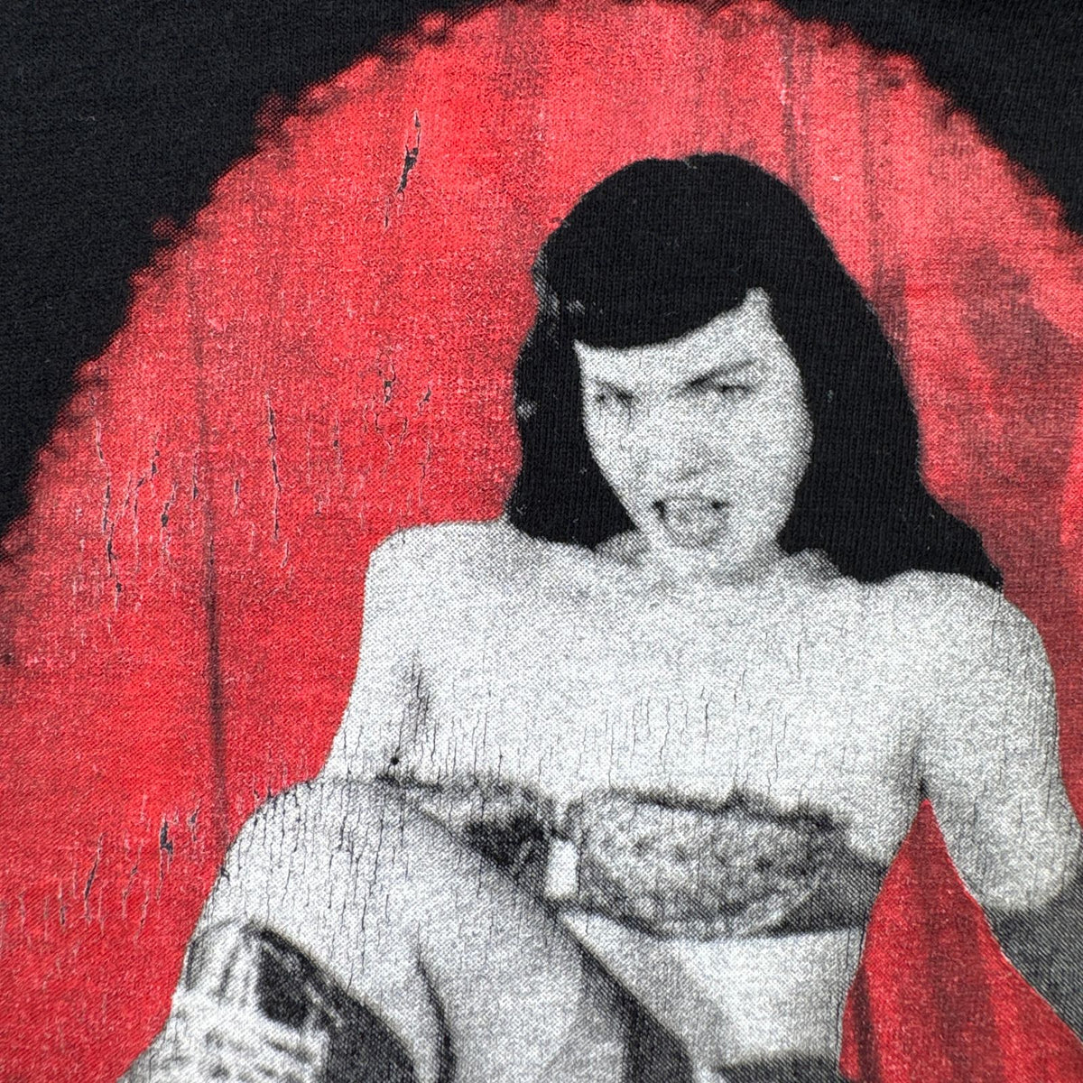 90s 00s bettie page ベティーペイジ fashion victim Tシャツ ピンナップ モデル M 黒 セクシー 映画 シングルステッチ 2000 2603-0038