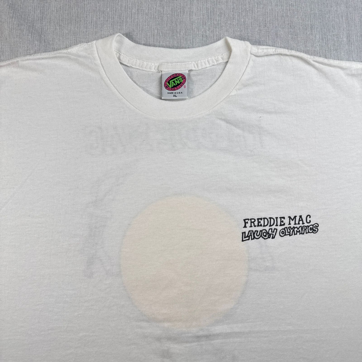 80s vans バンズ Tシャツ USA製 オリンピック XL FREDDIE MAC LAUGH OLYMPICS オールドスケート 白 シングルステッチ 2603-0039