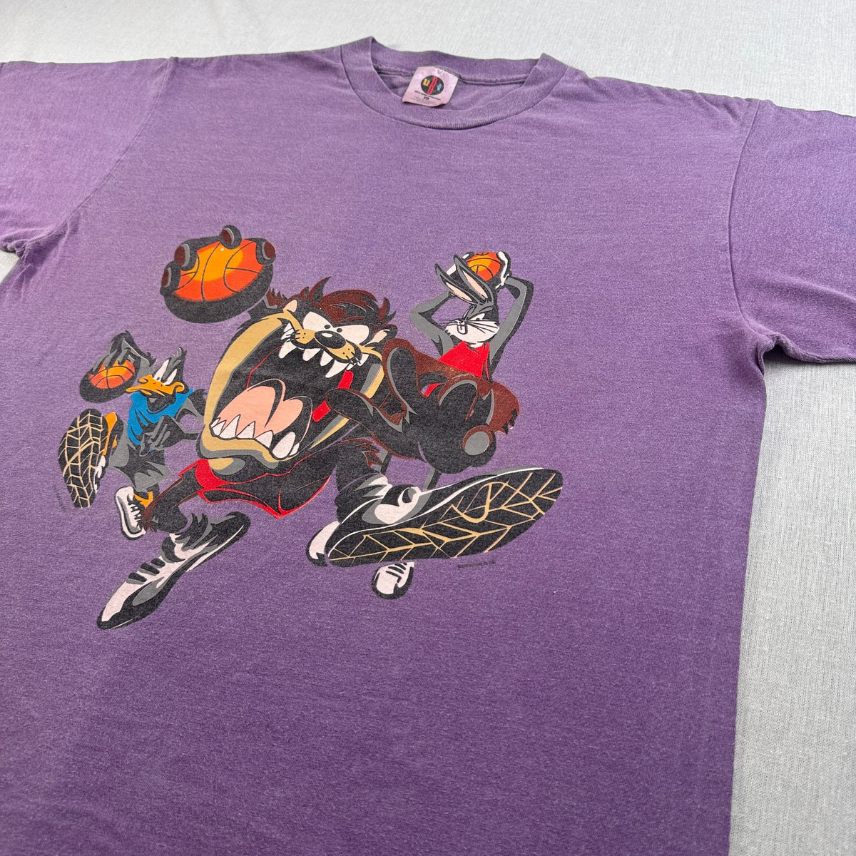 90s Looney Tunes ルーニーテューンズ タズマニアンデビル バスケ パープル 両面 Tシャツ USA製 XL キャラクター 2603-0040
