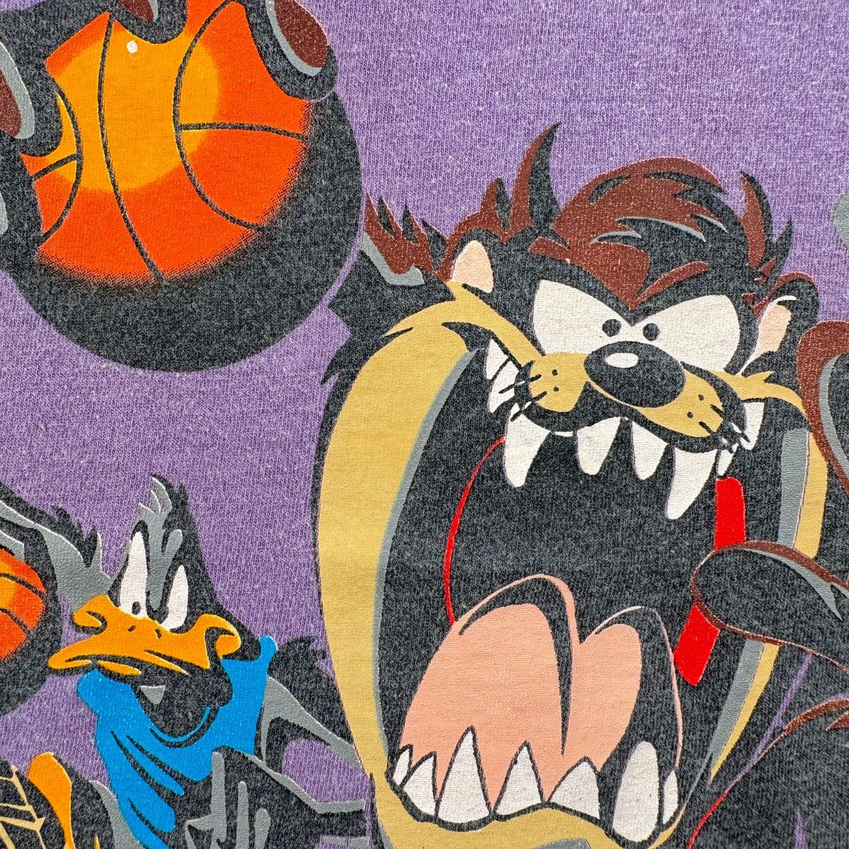 90s Looney Tunes ルーニーテューンズ タズマニアンデビル バスケ パープル 両面 Tシャツ USA製 XL キャラクター 2603-0040