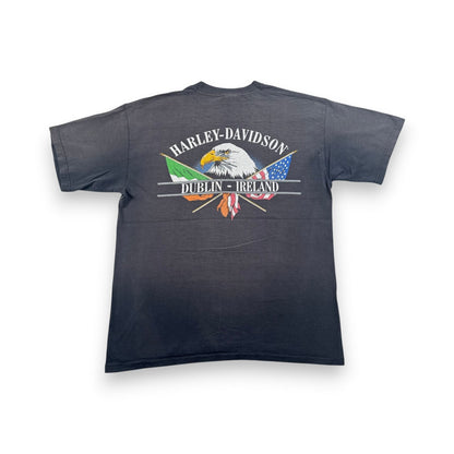 90s 00s USA製 ハーレーダビッドソン harley バイク Tシャツ ブラック L フェード 黒 2603-0041