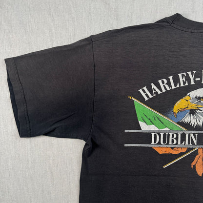 90s 00s USA製 ハーレーダビッドソン harley バイク Tシャツ ブラック L フェード 黒 2603-0041