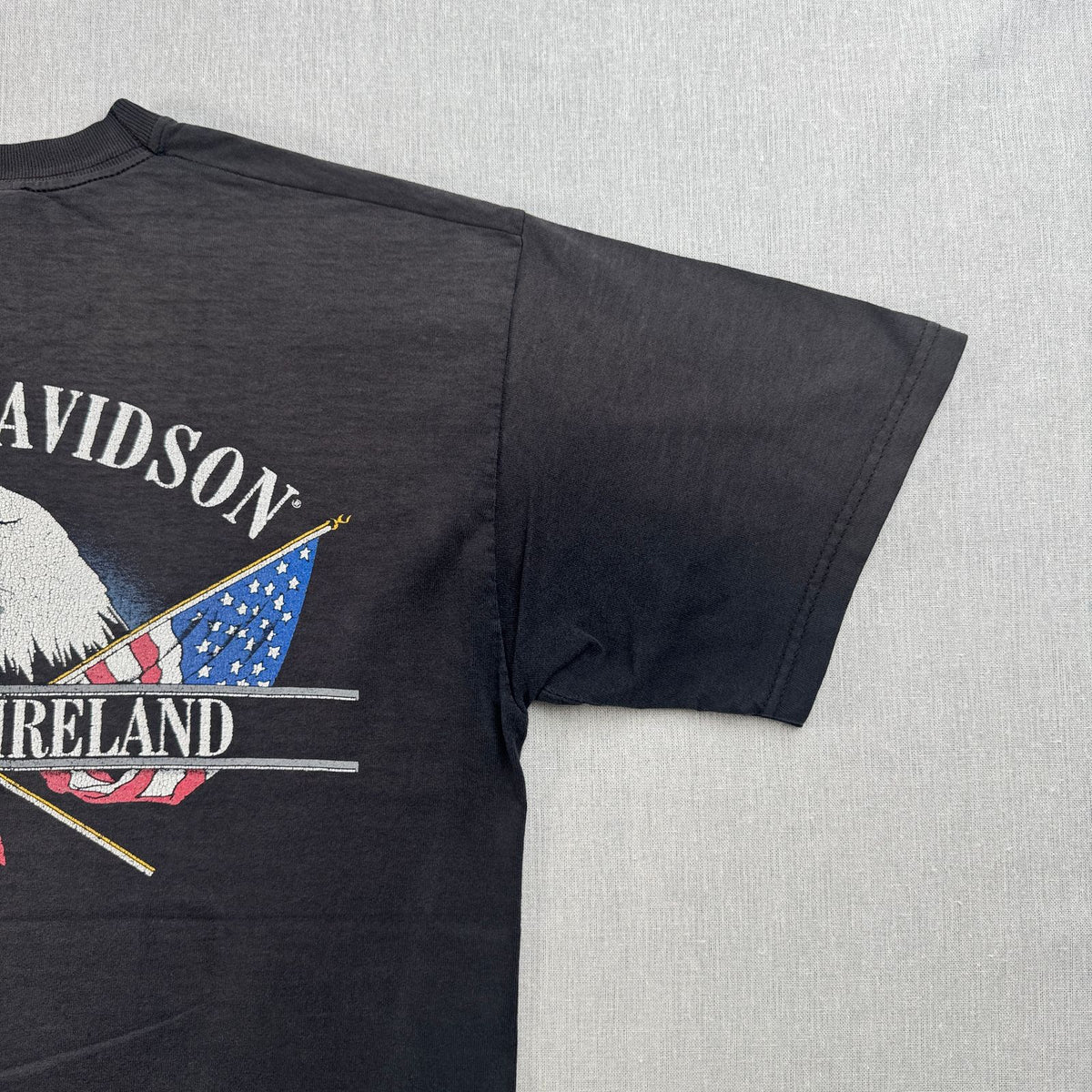 90s 00s USA製 ハーレーダビッドソン harley バイク Tシャツ ブラック L フェード 黒 2603-0041