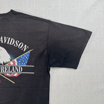 90s 00s USA製 ハーレーダビッドソン harley バイク Tシャツ ブラック L フェード 黒 2603-0041