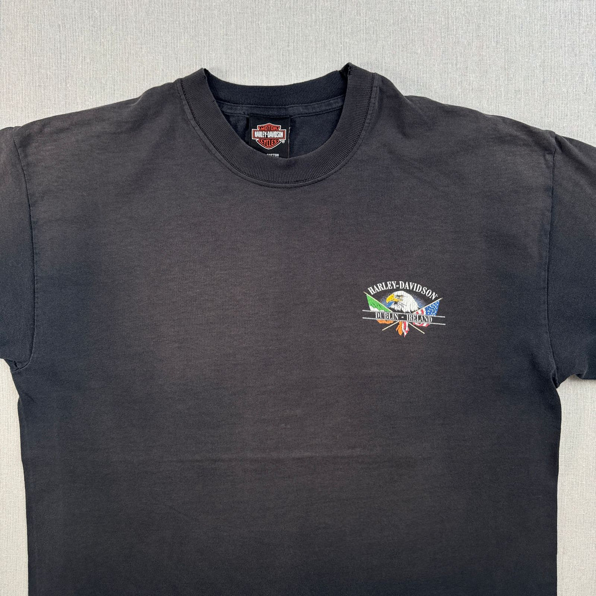 90s 00s USA製 ハーレーダビッドソン harley バイク Tシャツ ブラック L フェード 黒 2603-0041