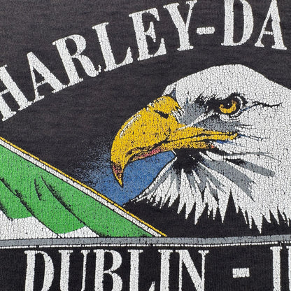 90s 00s USA製 ハーレーダビッドソン harley バイク Tシャツ ブラック L フェード 黒 2603-0041