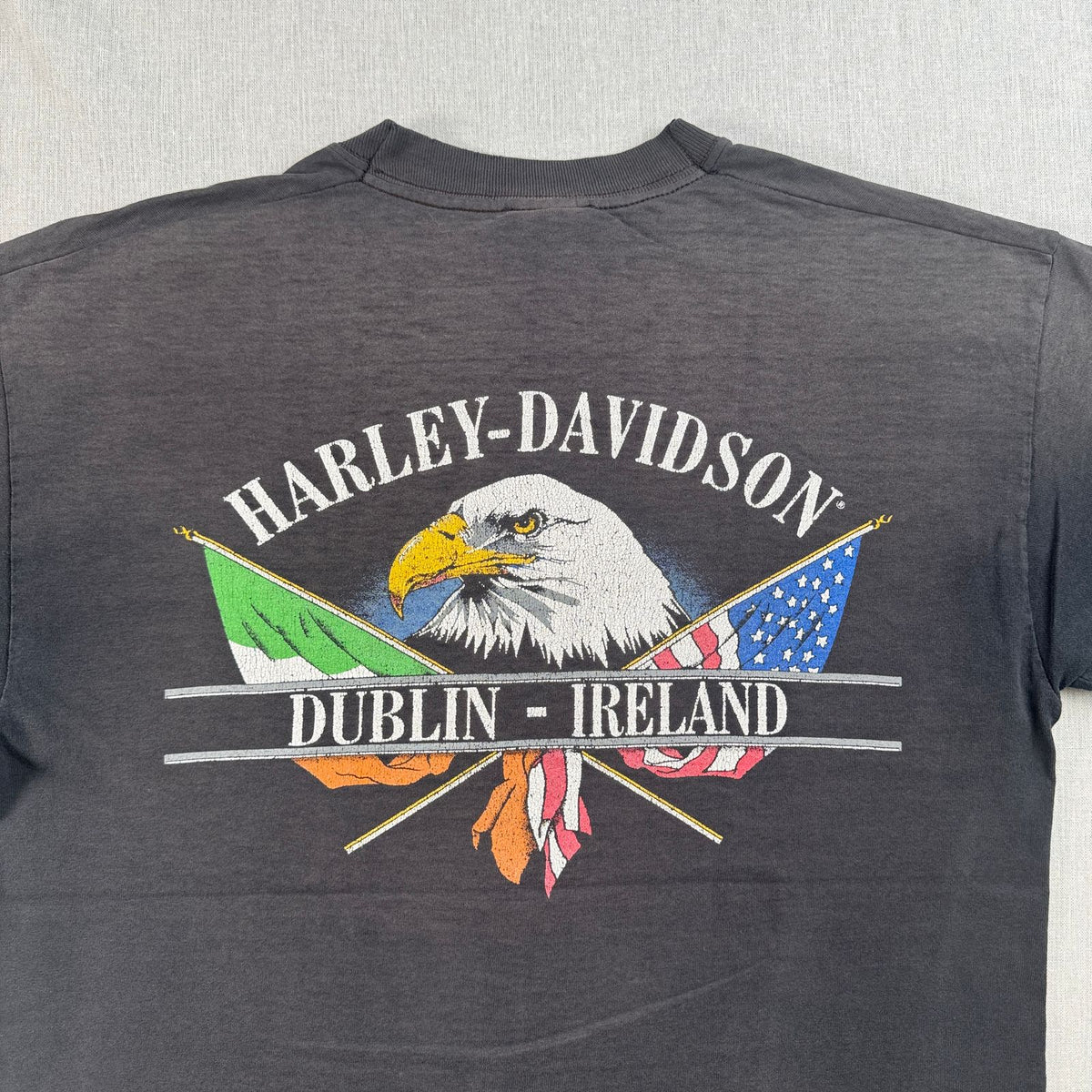 90s 00s USA製 ハーレーダビッドソン harley バイク Tシャツ ブラック L フェード 黒 2603-0041