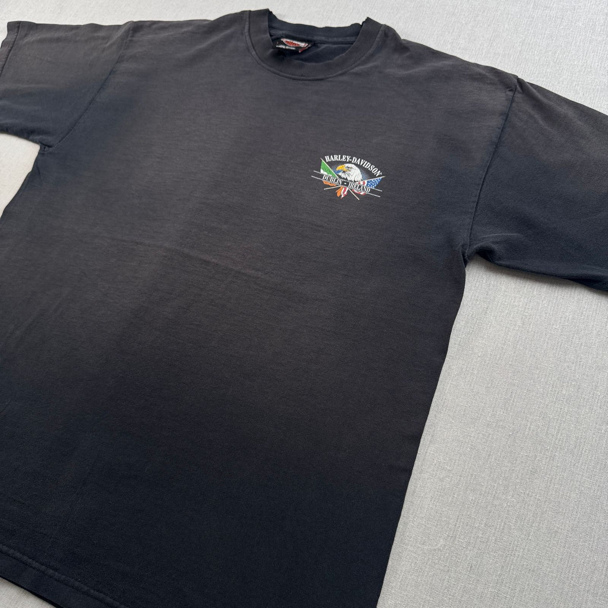 90s 00s USA製 ハーレーダビッドソン harley バイク Tシャツ ブラック L フェード 黒 2603-0041