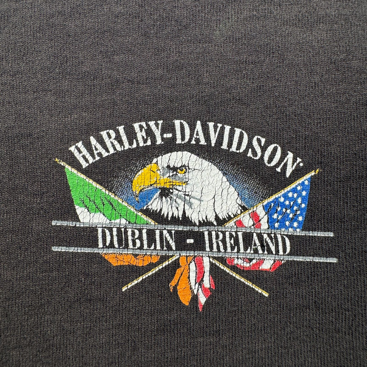 90s 00s USA製 ハーレーダビッドソン harley バイク Tシャツ ブラック L フェード 黒 2603-0041