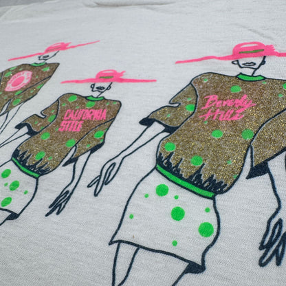 80s 90s アートT Tシャツ ビバリーヒルズ カリフォルニア スタイル シングルステッチ ダンス 白 2603-0091
