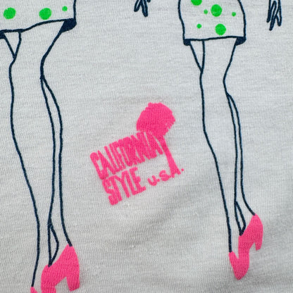 80s 90s アートT Tシャツ ビバリーヒルズ カリフォルニア スタイル シングルステッチ ダンス 白 2603-0091