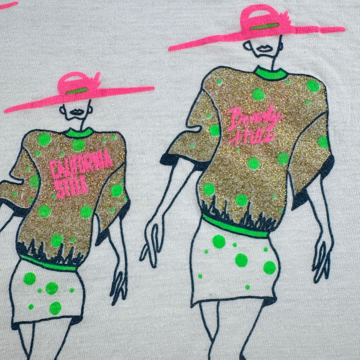 80s 90s アートT Tシャツ ビバリーヒルズ カリフォルニア スタイル シングルステッチ ダンス 白 2603-0091