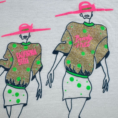 80s 90s アートT Tシャツ ビバリーヒルズ カリフォルニア スタイル シングルステッチ ダンス 白 2603-0091
