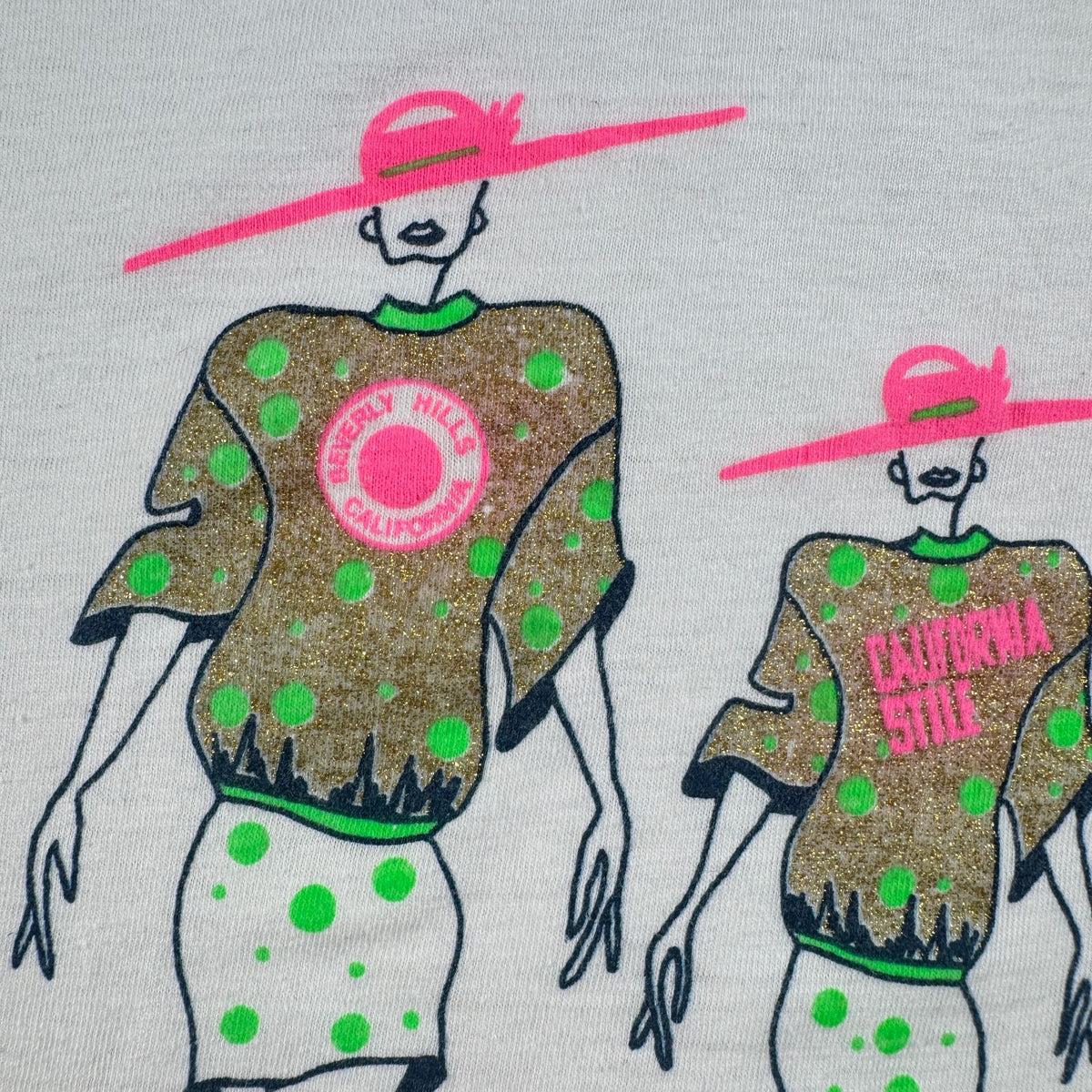 80s 90s アートT Tシャツ ビバリーヒルズ カリフォルニア スタイル シングルステッチ ダンス 白 2603-0091