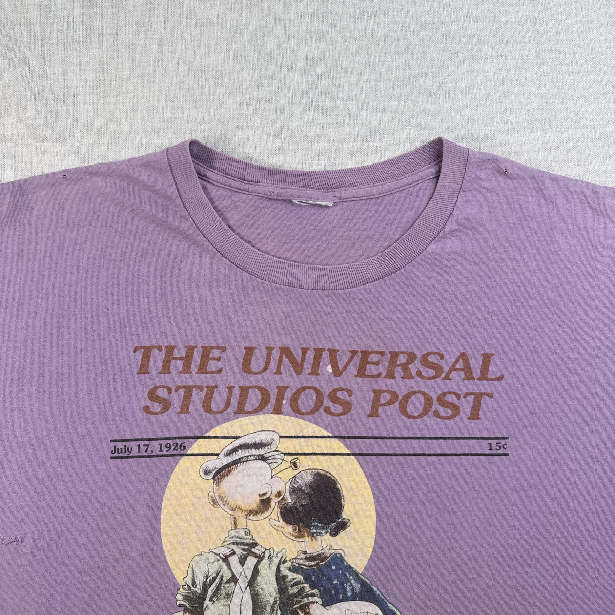 90s POPEYE ポパイ ノーマンロックウェル パロディ Tシャツ 紫 パープル disney ディズニー シングルステッチ 2603-0013
