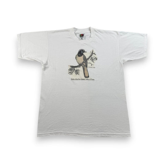 00s 鳥 バード アートT Tシャツ 白 L Green jay 2603-0067