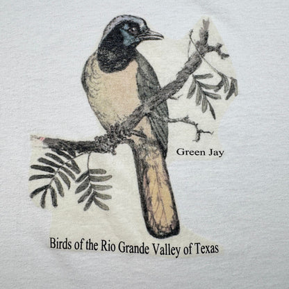 00s 鳥 バード アートT Tシャツ 白 L Green jay 2603-0067