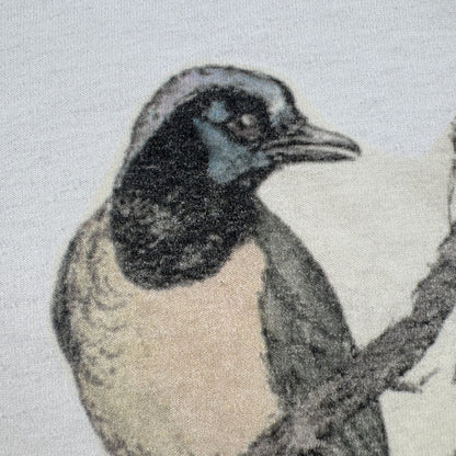 00s 鳥 バード アートT Tシャツ 白 L Green jay 2603-0067