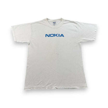 00s NOKIA ノキア Tシャツ 企業T ロゴ 白 L 2603-0069