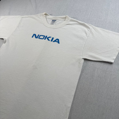 00s NOKIA ノキア Tシャツ 企業T ロゴ 白 L 2603-0069